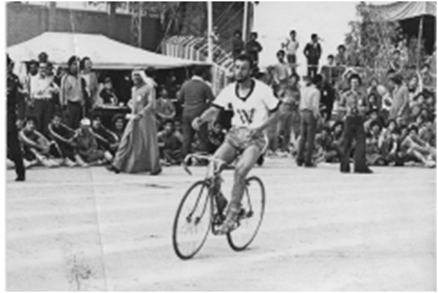 Engineer Khattab Omar Abuisbae, Kuwait's Road Bicycle Race Championship of (KOC), "Alahamdi Sports Day", "Alahmadi City", Kuwait, Year 1976.