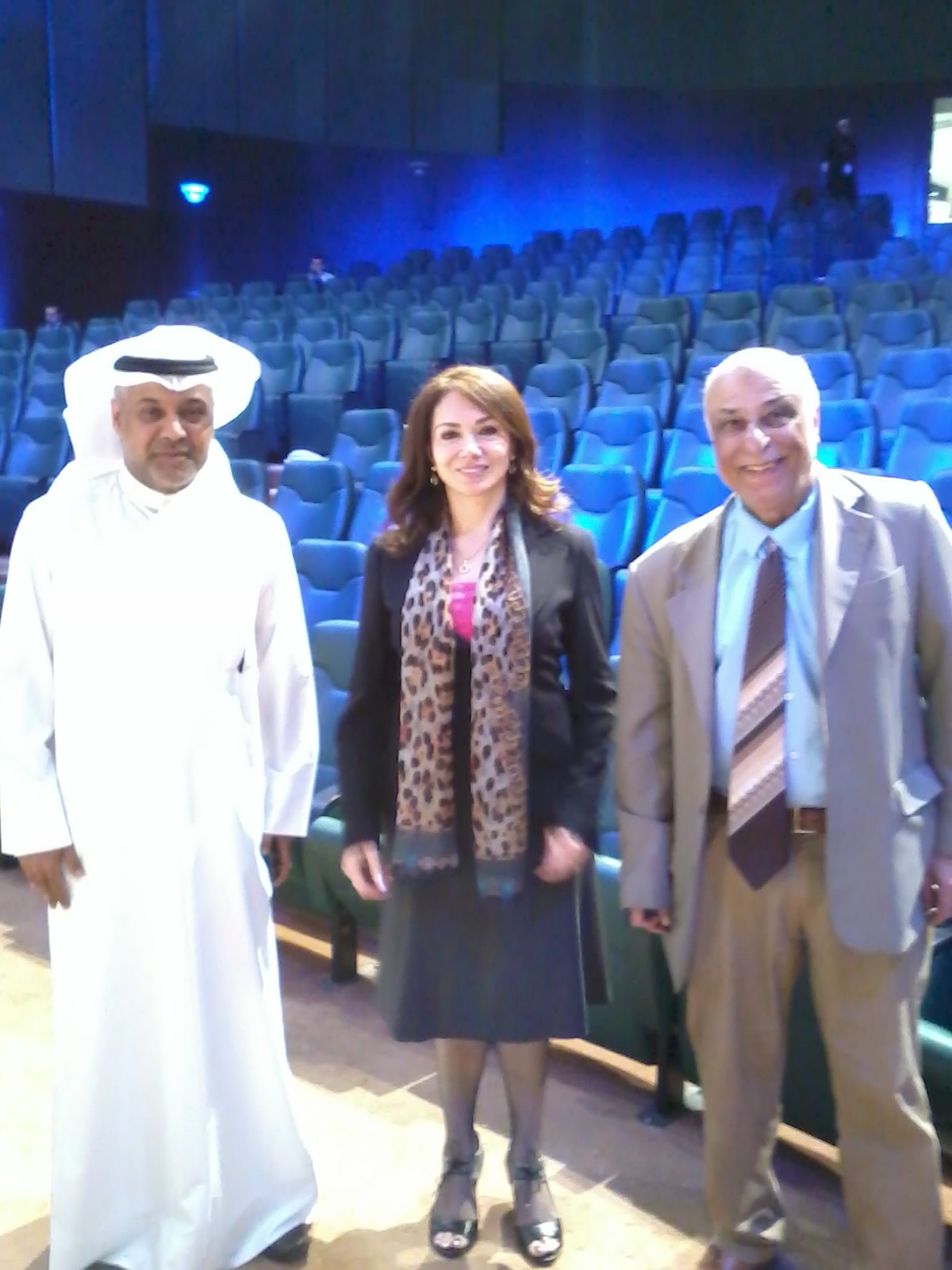 Engineer Khattab Omar Abuisbae, In the middle, to the right Mrs. Rola Amorie, CEO of "PSF", to the left, Mr. "Basem Alshmerie", From "Kuwait Institute  For Advancements Sciences", "MENA ICT FORUM", Amman City, Jordan, Year 2018.