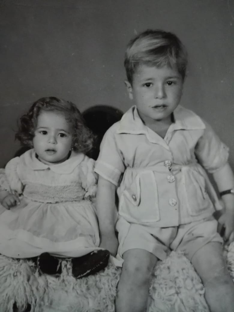 From Right to Left, Engineer "Khattab Omar Abuisbae", Next  to me my Great Beloved Lovely sister "Khawla", "Zarka City",  Amman, Jordan, Year 1960, Photo 108.