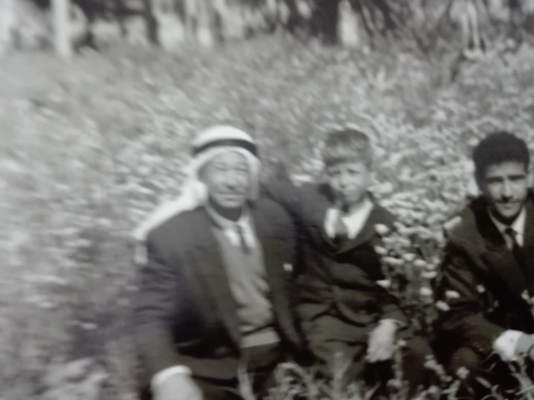 From Left to Right, My Great Beloved Lovely Grand-father "Ragheb Ahammad Aboosbae", Engineer "khattab Omar Aboosbae", Then my uncle "Hassan Ragheb Aboosba", Our Farm, "Salmya City", Kuwait, Year 1963, Photo 109. 