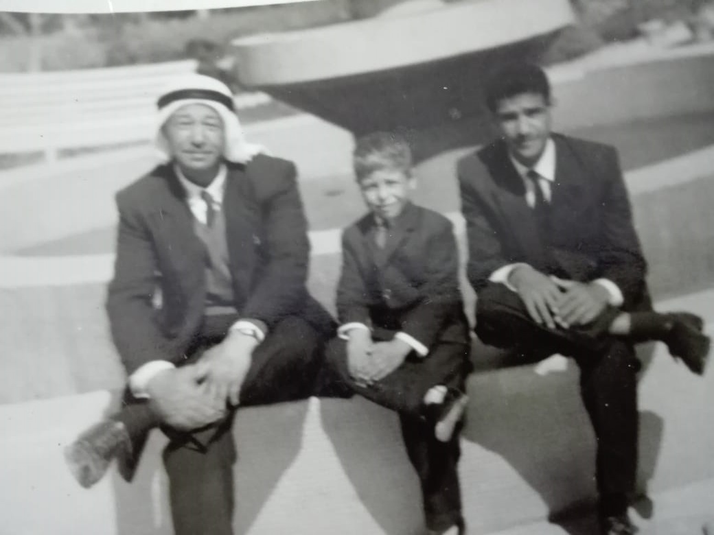 From Left to Right, My Great Beloved Lovely Grand-father "Ragheb Ahammad Aboosbae", Engineer "khattab Omar Aboosbae", Then my uncle "Hassan Ragheb Aboosba", Our Farm, "Salmya City", Kuwait, Year 1963, Photo 110. 