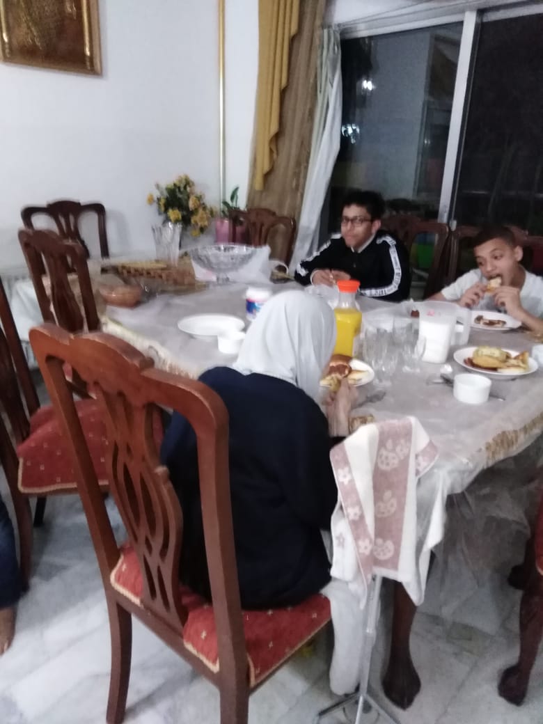 Engineer "Khattab Omar Abuisbae", My Great Beloved Lovel Mother "Khadeja Khaleel Aboosba", And Her Grand-sons,  "Fares Khaled Omar Aboosba" and "Ahammad Mohammad Omar Aboosba", Had their "Breakfast", at Her and my apartment, Amman City, Jordan, Year 2014, Photo 127.